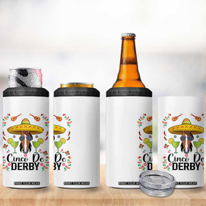 Cinco De Derby Funny Horse Racing Fiesta 4 in 1 Can Cooler Tumbler Mexican Sombrero and Margarita Horse Lover TS02 Print Your Wear