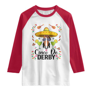 Cinco De Derby Funny Horse Racing Fiesta Raglan Shirt Mexican Sombrero and Margarita Horse Lover TS02 White Red Print Your Wear