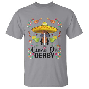 Cinco De Derby Funny Horse Racing Fiesta T Shirt Mexican Sombrero and Margarita Horse Lover TS02 Sport Gray Print Your Wear