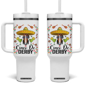 Cinco De Derby Funny Horse Racing Fiesta Tumbler With Handle Mexican Sombrero and Margarita Horse Lover TS02 One Size: 40 oz White Print Your Wear
