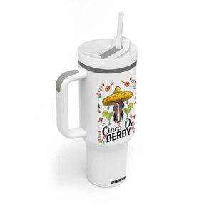 Cinco De Derby Funny Horse Racing Fiesta Tumbler With Handle Mexican Sombrero and Margarita Horse Lover TS02 Print Your Wear