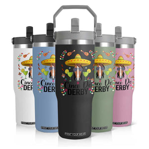 Cinco De Derby Funny Horse Racing Fiesta Flip Straw Tumbler Mexican Sombrero and Margarita Horse Lover TS02 Print Your Wear