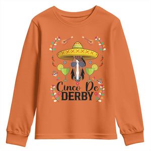 Cinco De Derby Funny Horse Racing Fiesta Youth Sweatshirt Mexican Sombrero and Margarita Horse Lover TS02 Orange Print Your Wear