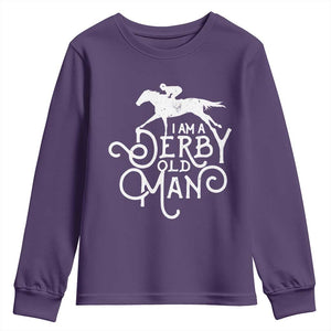 I Am A Derby Old Man Vintage Distressed Graphic Youth Sweatshirt Classic Horse Racing Enthusiast Father’s Day Gift TS02 Purple Print Your Wear