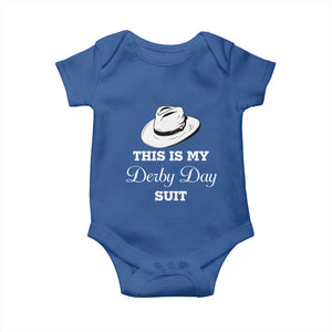 This Is My Derby Day Suit Fedora Hat Graphic Baby Onesie Funny Sarcastic Horse Racing Fan Part TS02 Royal Blue Print Your Wear