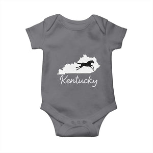 Kentucky State Map with Racing Horse Baby Onesie Bluegrass State Pride Equestrian TS02 Charcoal Print Your Wear