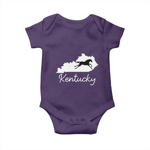 Kentucky State Map with Racing Horse Baby Onesie Bluegrass State Pride Equestrian TS02 Purple Print Your Wear