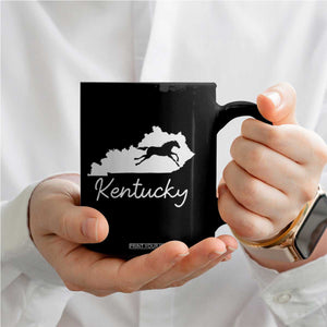 Kentucky State Map with Racing Horse Coffee Mug Bluegrass State Pride Equestrian TS02 Print Your Wear