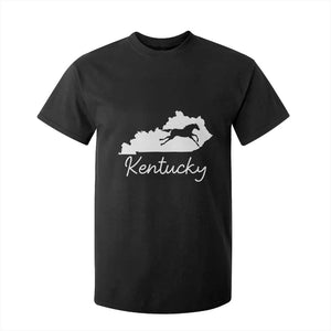 Kentucky State Map with Racing Horse T Shirt For Kid Bluegrass State Pride Equestrian TS02 Black Print Your Wear