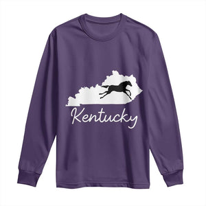 Kentucky State Map with Racing Horse Long Sleeve Shirt Bluegrass State Pride Equestrian TS02 Purple Print Your Wear