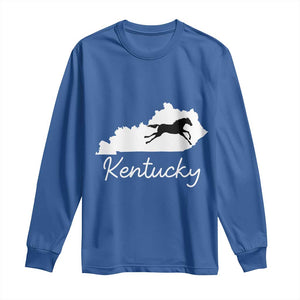 Kentucky State Map with Racing Horse Long Sleeve Shirt Bluegrass State Pride Equestrian TS02 Royal Blue Print Your Wear