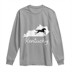 Kentucky State Map with Racing Horse Long Sleeve Shirt Bluegrass State Pride Equestrian TS02 Sport Gray Print Your Wear