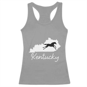 Kentucky State Map with Racing Horse Racerback Tank Top Bluegrass State Pride Equestrian TS02 Sport Gray Print Your Wear