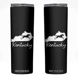 Kentucky State Map with Racing Horse Skinny Tumbler Bluegrass State Pride Equestrian TS02 Black Print Your Wear