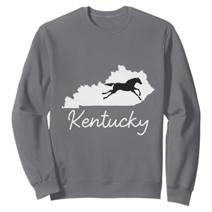 Kentucky State Map with Racing Horse Sweatshirt Bluegrass State Pride Equestrian TS02 Charcoal Print Your Wear