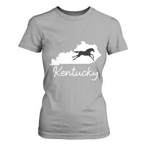 Kentucky State Map with Racing Horse T Shirt For Women Bluegrass State Pride Equestrian TS02 Sport Gray Print Your Wear