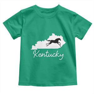 Kentucky State Map with Racing Horse Toddler T Shirt Bluegrass State Pride Equestrian TS02 Irish Green Print Your Wear