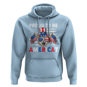 Patriotic American Cat Hoodie Proud To Be An Americat US Flag 4th Of July TS02 Light Blue Print Your Wear