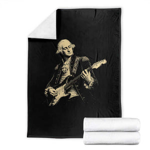 George Washington Rock Star Vintage Portrait Throw Blanket Funny Electric Guitar Player Founding Father Retro Aesthetic Patriotic Graphic TS02 Black Print Your Wear