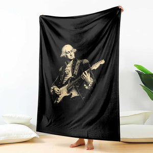 George Washington Rock Star Vintage Portrait Throw Blanket Funny Electric Guitar Player Founding Father Retro Aesthetic Patriotic Graphic TS02 Print Your Wear
