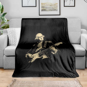 George Washington Rock Star Vintage Portrait Throw Blanket Funny Electric Guitar Player Founding Father Retro Aesthetic Patriotic Graphic TS02 Print Your Wear