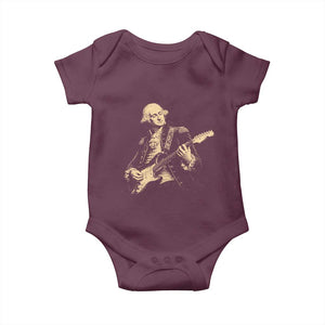 George Washington Rock Star Vintage Portrait Baby Onesie Funny Electric Guitar Player Founding Father Retro Aesthetic Patriotic Graphic TS02 Maroon Print Your Wear