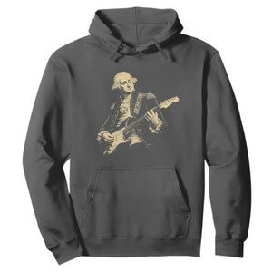 George Washington Rock Star Vintage Portrait Hoodie Funny Electric Guitar Player Founding Father Retro Aesthetic Patriotic Graphic TS02 Dark Heather Print Your Wear