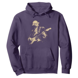 George Washington Rock Star Vintage Portrait Hoodie Funny Electric Guitar Player Founding Father Retro Aesthetic Patriotic Graphic TS02 Purple Print Your Wear