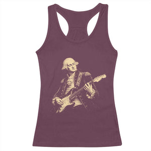 George Washington Rock Star Vintage Portrait Racerback Tank Top Funny Electric Guitar Player Founding Father Retro Aesthetic Patriotic Graphic TS02 Maroon Print Your Wear