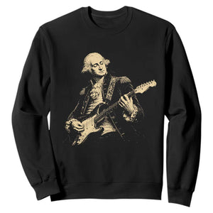 George Washington Rock Star Vintage Portrait Sweatshirt Funny Electric Guitar Player Founding Father Retro Aesthetic Patriotic Graphic TS02 Black Print Your Wear