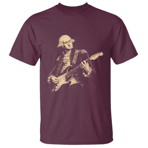 George Washington Rock Star Vintage Portrait T Shirt Funny Electric Guitar Player Founding Father Retro Aesthetic Patriotic Graphic TS02 Maroon Print Your Wear