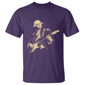 George Washington Rock Star Vintage Portrait T Shirt Funny Electric Guitar Player Founding Father Retro Aesthetic Patriotic Graphic TS02 Purple Print Your Wear