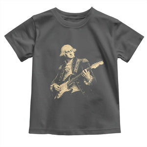 George Washington Rock Star Vintage Portrait Toddler T Shirt Funny Electric Guitar Player Founding Father Retro Aesthetic Patriotic Graphic TS02 Dark Heather Print Your Wear
