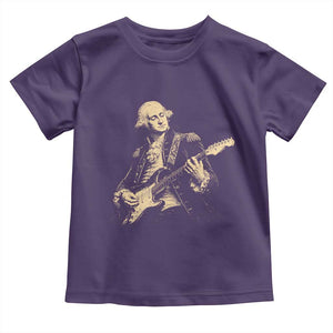 George Washington Rock Star Vintage Portrait Toddler T Shirt Funny Electric Guitar Player Founding Father Retro Aesthetic Patriotic Graphic TS02 Purple Print Your Wear