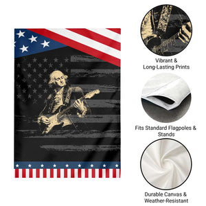 George Washington Rock Star Vintage Portrait Patriotic Garden Flag Funny Electric Guitar Player Founding Father Retro Aesthetic Graphic