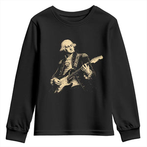 George Washington Rock Star Vintage Portrait Youth Sweatshirt Funny Electric Guitar Player Founding Father Retro Aesthetic Patriotic Graphic TS02 Black Print Your Wear