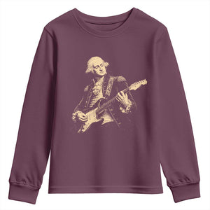George Washington Rock Star Vintage Portrait Youth Sweatshirt Funny Electric Guitar Player Founding Father Retro Aesthetic Patriotic Graphic TS02 Maroon Print Your Wear