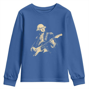 George Washington Rock Star Vintage Portrait Youth Sweatshirt Funny Electric Guitar Player Founding Father Retro Aesthetic Patriotic Graphic TS02 Royal Blue Print Your Wear