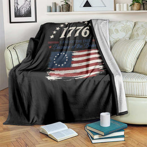 1776 Land of the Free Distressed Arch Graphic Throw Blanket Vintage Betsy Ross American Flag Stars Retro Patriotic TS02 Print Your Wear
