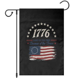 1776 Land of the Free Distressed Arch Graphic Garden Flag Vintage Betsy Ross American Flag Stars Retro Patriotic TS02 Black Print Your Wear