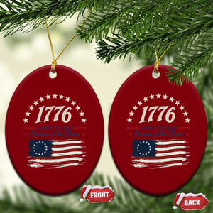 1776 Land of the Free Distressed Arch Graphic Ceramic Ornament Vintage Betsy Ross American Flag Stars Retro Patriotic TS02 Print Your Wear