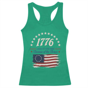1776 Land of the Free Distressed Arch Graphic Racerback Tank Top Vintage Betsy Ross American Flag Stars Retro Patriotic TS02 Irish Green Print Your Wear