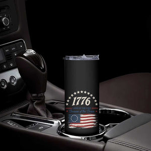 1776 Land of the Free Distressed Arch Graphic Skinny Tumbler Vintage Betsy Ross American Flag Stars Retro Patriotic TS02 Print Your Wear