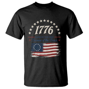 1776 Land of the Free Distressed Arch Graphic T Shirt Vintage Betsy Ross American Flag Stars Retro Patriotic TS02 Black Print Your Wear