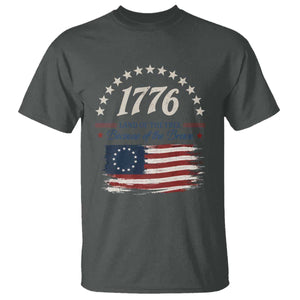 1776 Land of the Free Distressed Arch Graphic T Shirt Vintage Betsy Ross American Flag Stars Retro Patriotic TS02 Dark Heather Print Your Wear