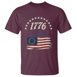 1776 Land of the Free Distressed Arch Graphic T Shirt Vintage Betsy Ross American Flag Stars Retro Patriotic TS02 Maroon Print Your Wear