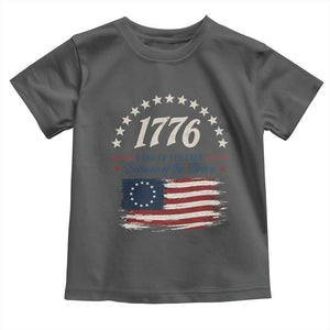 1776 Land of the Free Distressed Arch Graphic Toddler T Shirt Vintage Betsy Ross American Flag Stars Retro Patriotic TS02 Dark Heather Print Your Wear