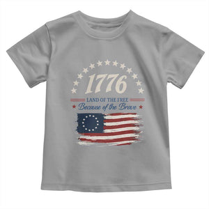 1776 Land of the Free Distressed Arch Graphic Toddler T Shirt Vintage Betsy Ross American Flag Stars Retro Patriotic TS02 Sport Gray Print Your Wear