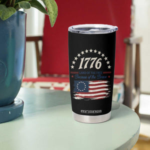 1776 Land of the Free Distressed Arch Graphic Tumbler Cup Vintage Betsy Ross American Flag Stars Retro Patriotic TS02 Print Your Wear