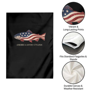 America 250th Anniversary Patriotic Fish Graphic Garden Flag American Flag Salmon Trout Fishing 1776 to 2026 Semiquincentennial TS02 Print Your Wear